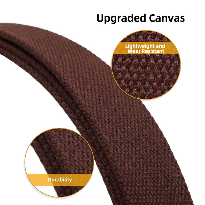 Mile High Life Cut To Fit Canvas Web Belt Size Up to 52" with Flip-Top Solid Black Military Buckle (Brown) - Image 5